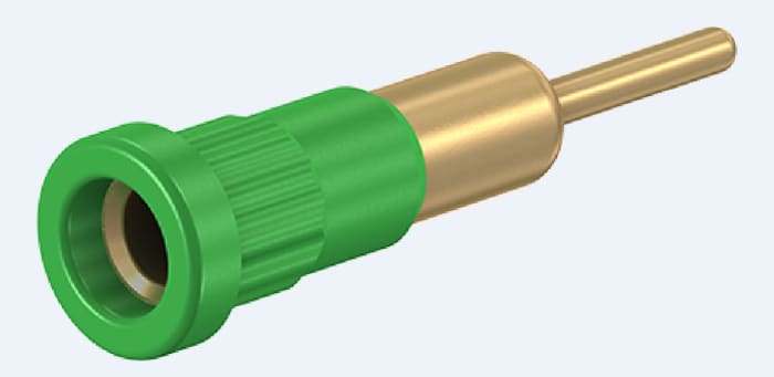 Staubli Green Female Banana Socket, 4 mm Connector, Press Fit Termination, 25A, 30 V, 60V dc, Gold Plating