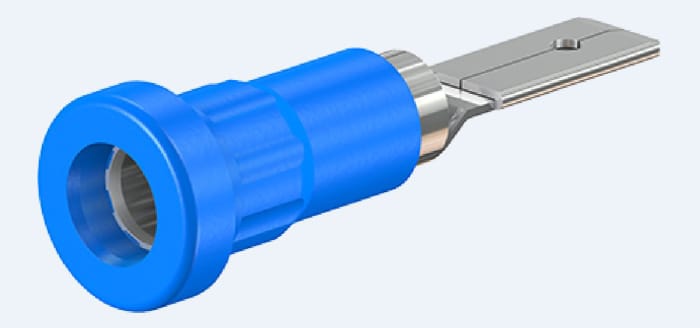 Staubli Blue Female Banana Socket, 4 mm Connector, Press Fit Termination, 25A, 30 V, 60V dc, Nickel Plating