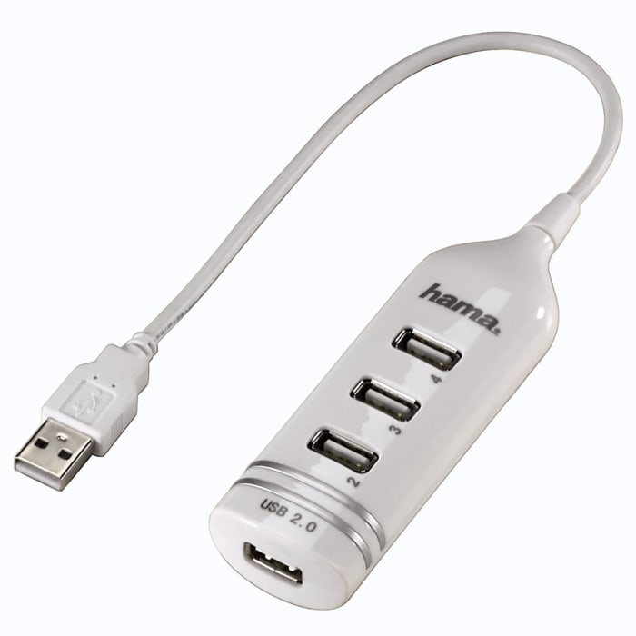 Hama 4 Port USB 2.0 USB A Hub, USB Bus Powered