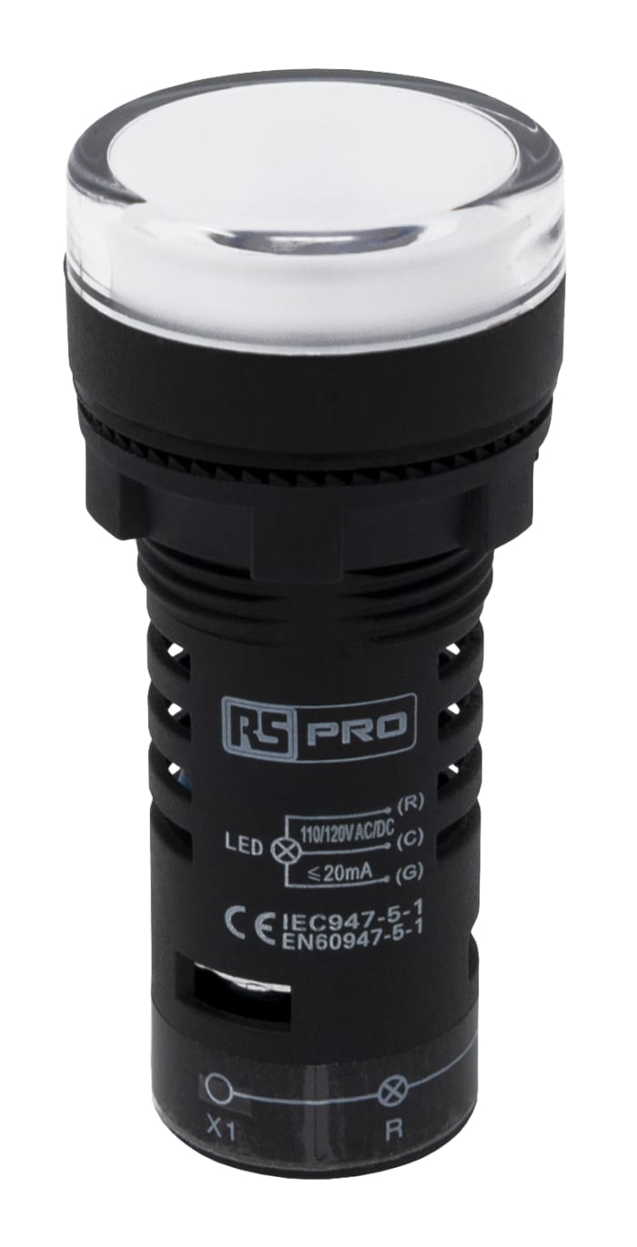 RS PRO, Kırmızı/Yeşil LED'li Sinyal Lambası, Yuvarlak, ≤20 mA, 22,5mm, IP65, 110 V ac/dc