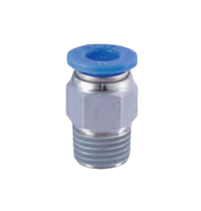RS PRO Straight Threaded Adaptor, R 3/8 Male to Push In 8 mm, Threaded-to-Tube Connection Style