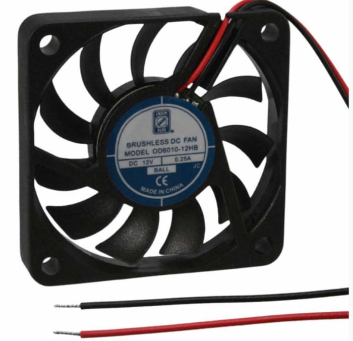 RS PRO Axial Fan, 12 V dc, DC Operation, 35.7m³/h, 3W, 250mA Max, 60 x 60 x 10mm