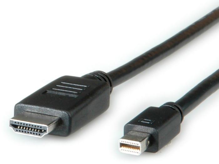 Cable DisplayPort negro Roline, con. A: Mini Display Port macho, con. B: HDMI macho, long. 2m