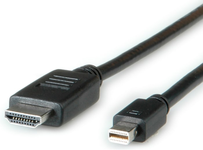 Cable DisplayPort negro Roline, con. A: Mini Display Port macho, con. B: HDMI macho, long. 1m