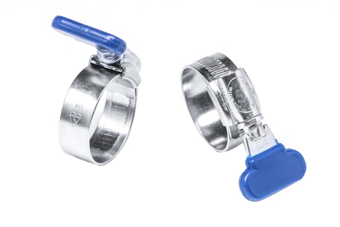 RS PRO Zinc-Plated Mild Steel Thumb Screw Worm Drive, 12mm Band Width, 35 → 50mm ID