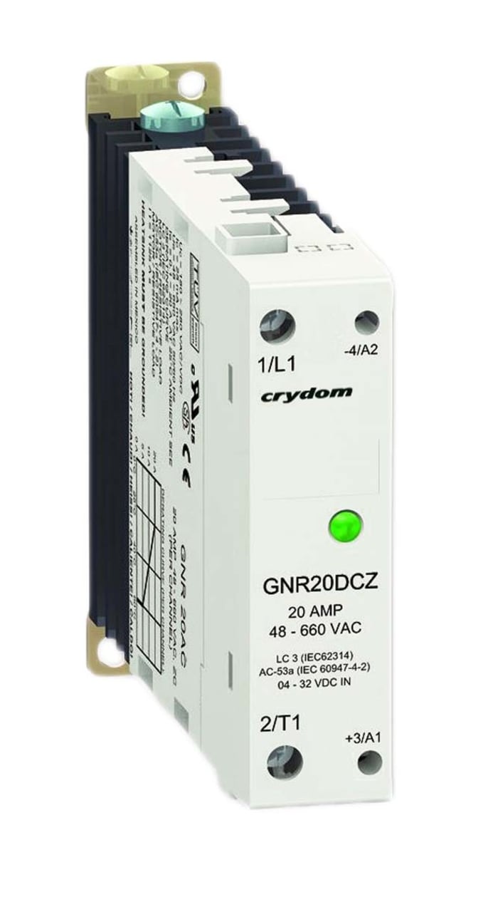 Sensata / Crydom GNR Series Solid State Relay, 10 Arms Load, DIN Rail Mount, 600 V rms Load, 260 V ac Control