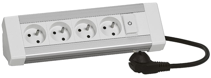 Regleta de bases Legrand 0 546 25, 4 conectores, Cable 3m, No, 16A Tipo E - Francés Conector hembra NF
