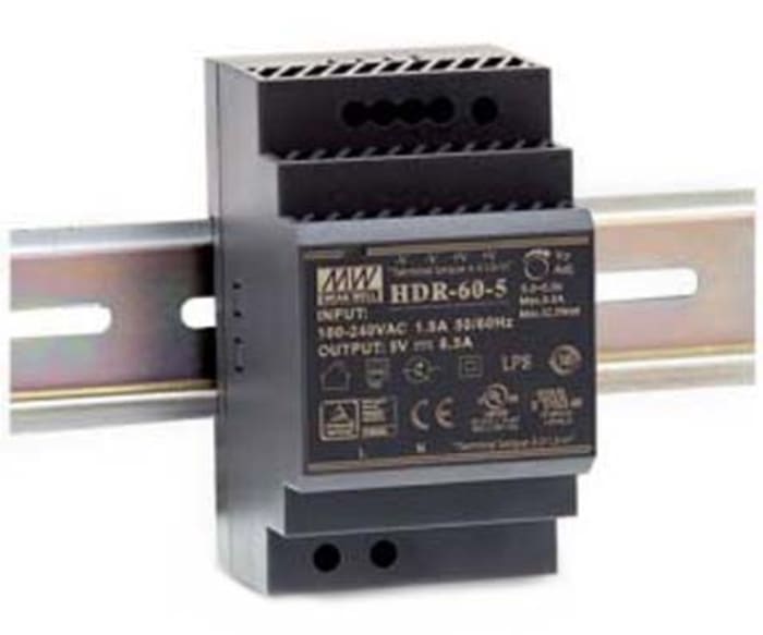 Alimentation pour rail DIN MEAN WELL, série HDR, 5V c.c.out 6.5A, 32.5W