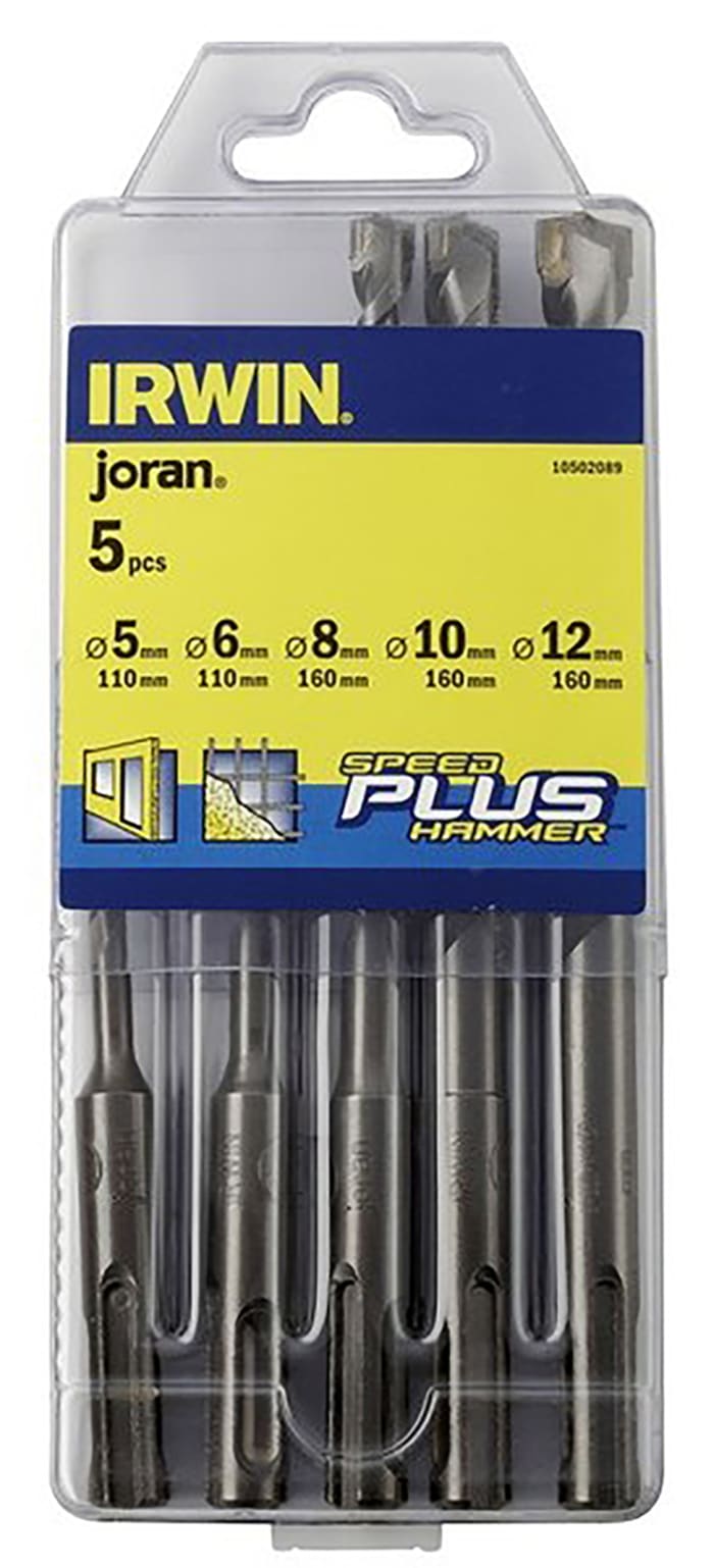 Irwin 5 Piece SDS Drill Bit Set for Masonry 12mm Max 5mm Min Tungsten Carbide Tipped Bits