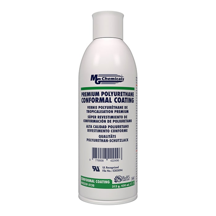 MG Chemicals Clear PUR Conformal Coating, 430 ml Aerosol, -40°C min, +145°C max