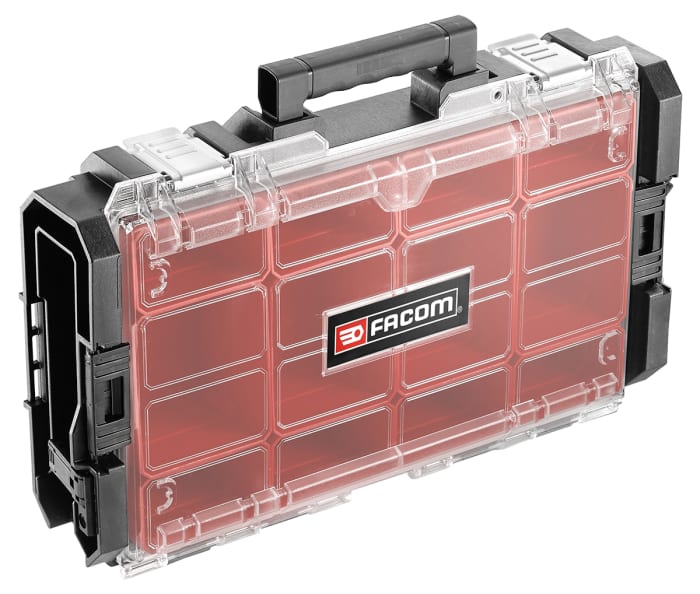 Facom 12 Cell Black, Red PC Compartment Box, 116mm x 552mm x 335mm