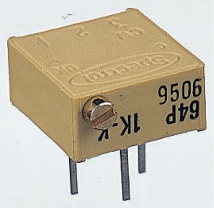 1kΩ, Through Hole Trimmer Potentiometer 1/2W Side Adjust Vishay, 64P