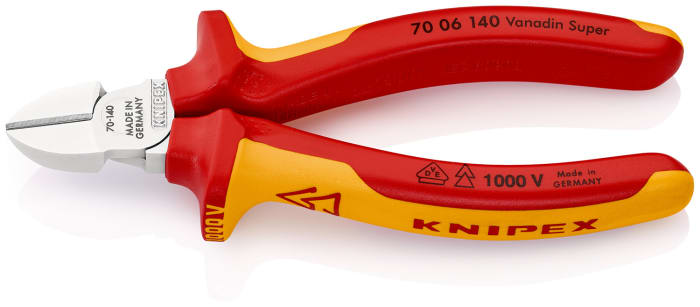 Alicates de corte lateral Knipex, capacidad de corte 3mm, long. total 140 mm, aprobado VDE