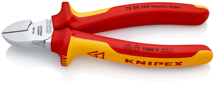 Alicates de corte lateral Knipex, capacidad de corte 4mm, long. total 160 mm, aprobado VDE