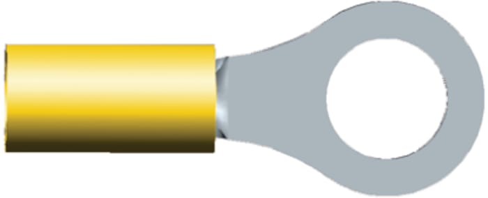 TE Connectivity, PLASTI-GRIP Insulated Crimp Ring Terminal, 9.53mm Stud Size, 2.6mm² to 6.6mm² Wire Size, Yellow