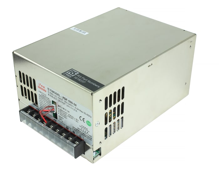 RS PRO Switching Power Supply, 48V dc, 10.5A, 504W, 1 Output, 88 → 264V ac Input Voltage