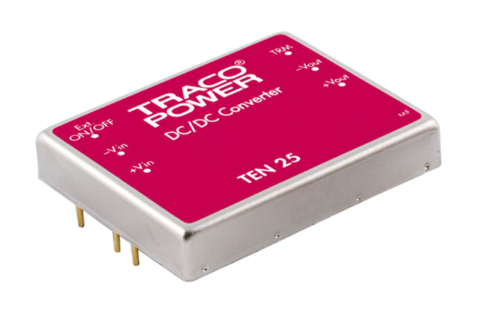 TRACOPOWER TEN 25 DC/DC Converter, 12V dc/ 1.25 A, 36V dc Input, 18V Input 25 W, PCB, 85 °C Max Temp -40 °C Min Temp,
