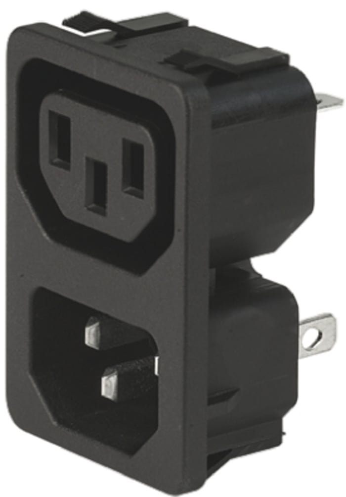 Schurter C13, C14 Panel Mount IEC Connector Plug to Socket, 10A, 250 V