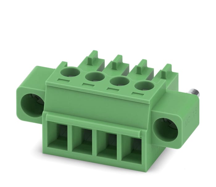 Phoenix Contact MC 1.5/4-STF-3.81 Series Pluggable Terminal Block, 4-Contact, 3.81 mm Pitch, 1 Row