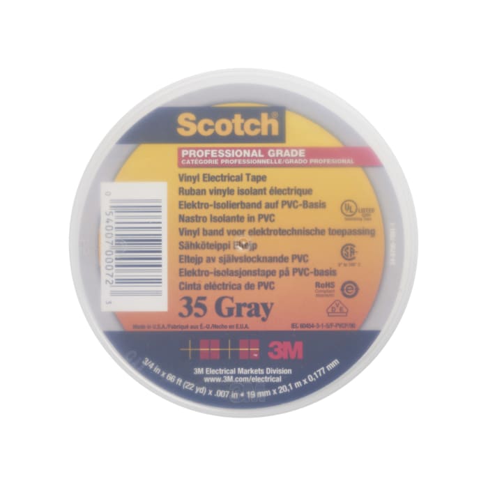 Ruban isolant 3M Scotch 35 en PVC Gris, 20m x 19mm