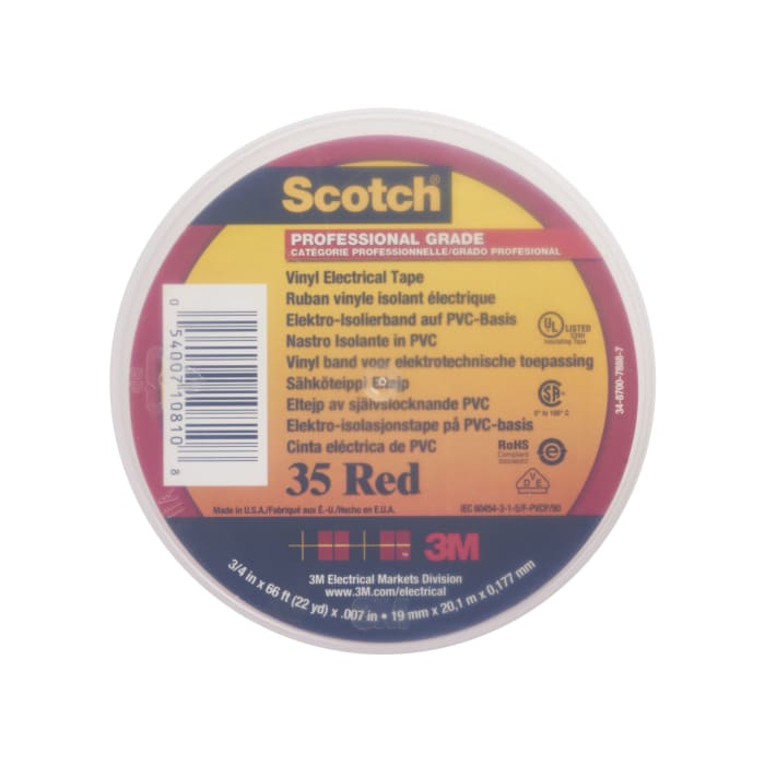 3M Ruban Emballage PVC Couleur Rouge