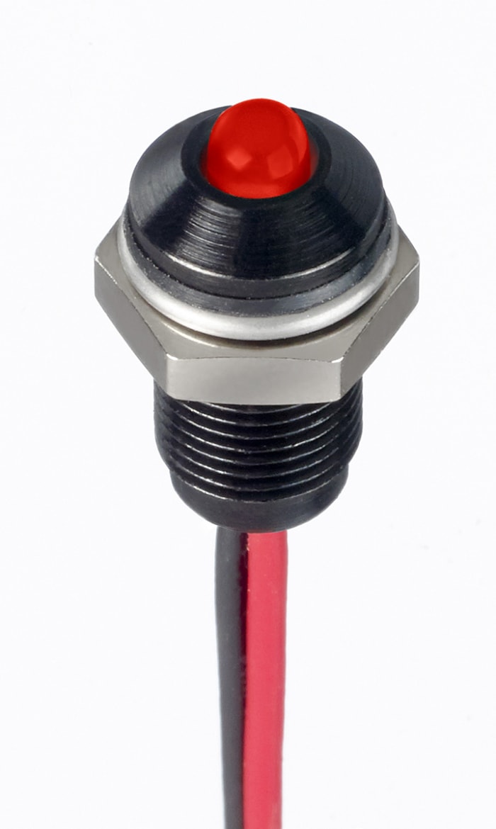 RS PRO Red Panel Mount Indicator, 21.6V dc, 26.4 V dc, Lead Wire Termination, IP67