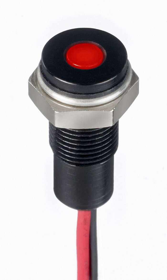 RS PRO Red Panel Mount Indicator, 10.8V dc, 13.2 V dc, Lead Wire Termination, IP67