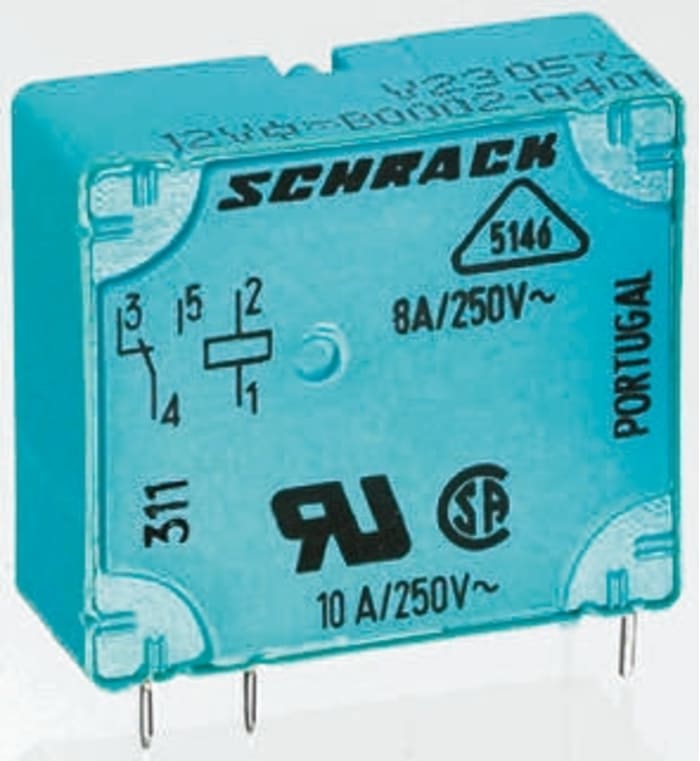 Relé de potencia sin enclavamiento TE Connectivity Card E de 1 polo, SPDT, bobina 12V dc, 5A, Montaje en PCB