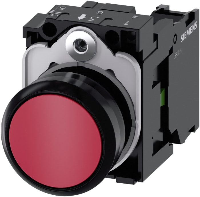 Siemens SIRIUS ACT 3SU11 Series Push Button Complete Unit, Panel Mount, 22 mm Cutout Red, SPST, IP69K, IP67, IP66