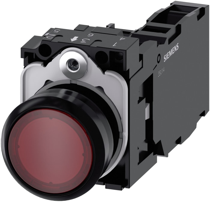 Unidad completa de botón pulsador Siemens SIRIUS ACT 3SU11, color de botón Rojo, SPDT 22 mm, Montaje en Panel, IP69K,