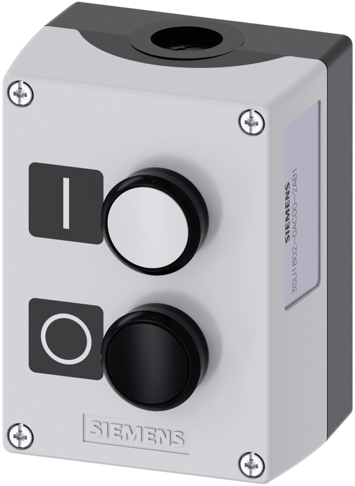 Siemens Enclosed Push Button - SPDT, Plastic, Black, White, IP66, IP67, IP69