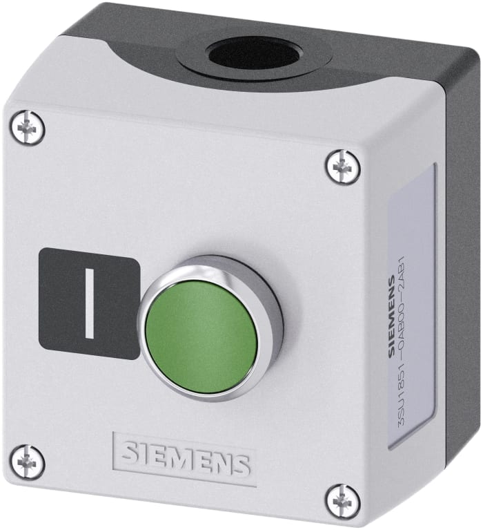 Siemens Enclosed Push Button - SPST, Metal, Green, I, IP66, IP67, IP69