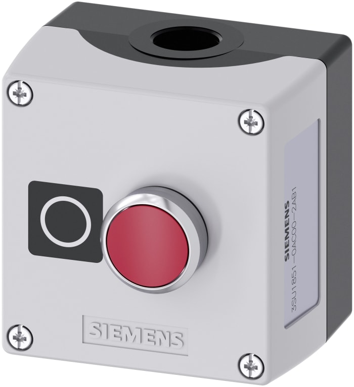 Siemens Enclosed Push Button - SPST, Metal, Red, O, IP66, IP67, IP69