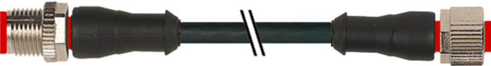 RS PRO Straight Male 5 way M12 to Straight Female 5 way M12 Sensor Actuator Cable, 2m