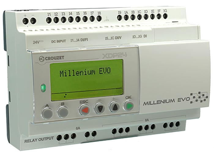 Crouzet Millenium Evo Series PLC CPU for Use with PLC, Relay Output, 16 (Digital)-Input, Digital Input