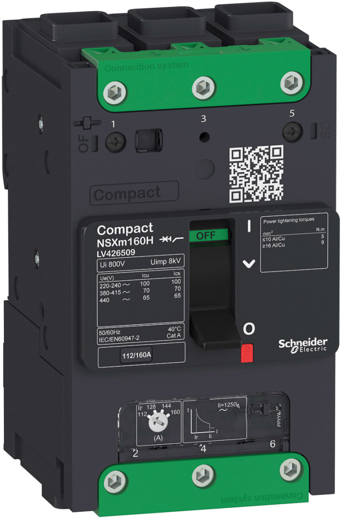 Schneider Electric Compact MCB, 3P, 100A Curve D, 690V AC, 25 kA Breaking Capacity