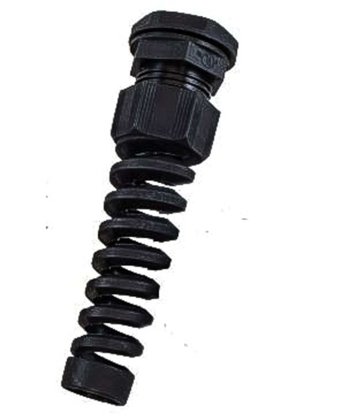 Alpha Wire FIT Wire Management Series Black PA 6 Cable Gland, M12 Thread, 3mm min., 6.5mm max., IP66, IP68