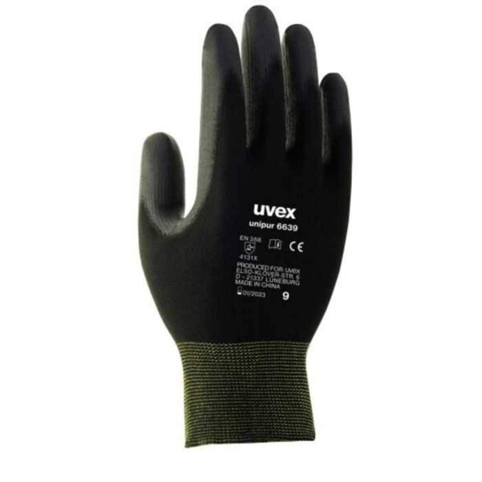 uvex unipur 6639 Black Polyamide General Purpose Work Gloves, Size 8, Polyurethane Coating