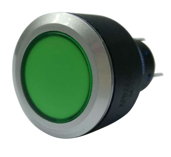 RS PRO Illuminated Push Button Switch, Momentary, Panel Mount, 22.2mm Cutout, SPDT, Green LED, 250V ac, IP65