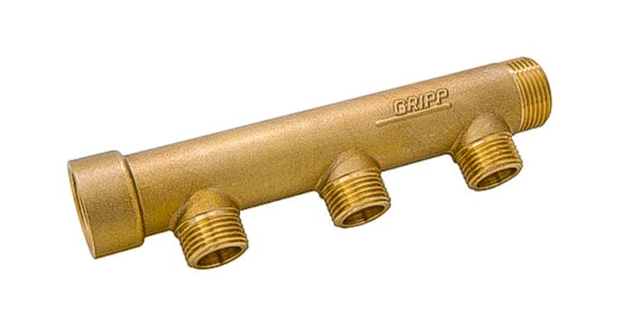 Watts Brass Pipe Fitting, Straight Compression Manifold, Male 3/4in to Male  1/2in