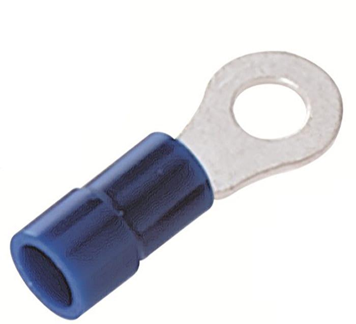 RS PRO, DRVY Insulated Ring Terminal, 6.5 mm Stud Size 16 AWG 14 AWG Wire Size, Blue