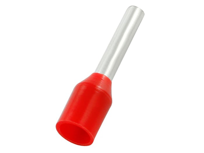 RS PRO Insulated Crimp Bootlace Ferrule, 12mm Pin Length, 1.7mm Pin Diameter, 1.5mm² Wire Size, Red
