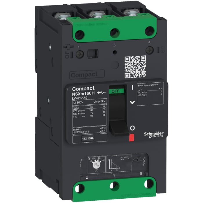 Disjoncteur Schneider Electric Compact 3 pôles, 80A, pouvoir de coupure 16 kA, montage DIN Rail