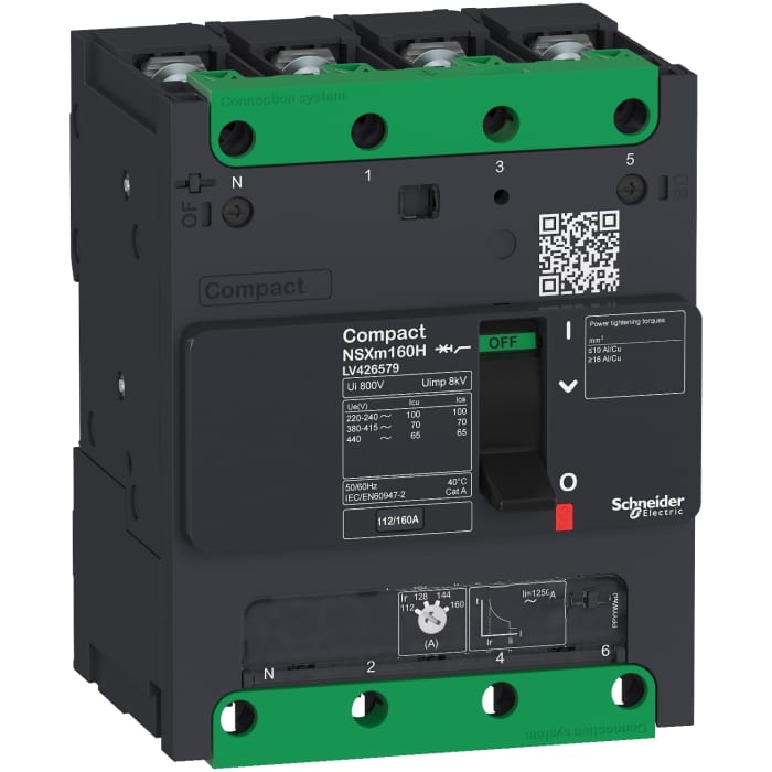 Schneider Electric, Compact MCCB 4P 63A, Breaking Capacity 25 kA, DIN Rail Mount