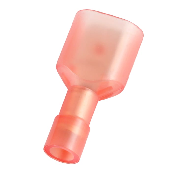 RS PRO Red Insulated Male Spade Connector, Double Crimp, 0.8 x 6.35mm Tab Size, 0.5mm² to 1.5mm²