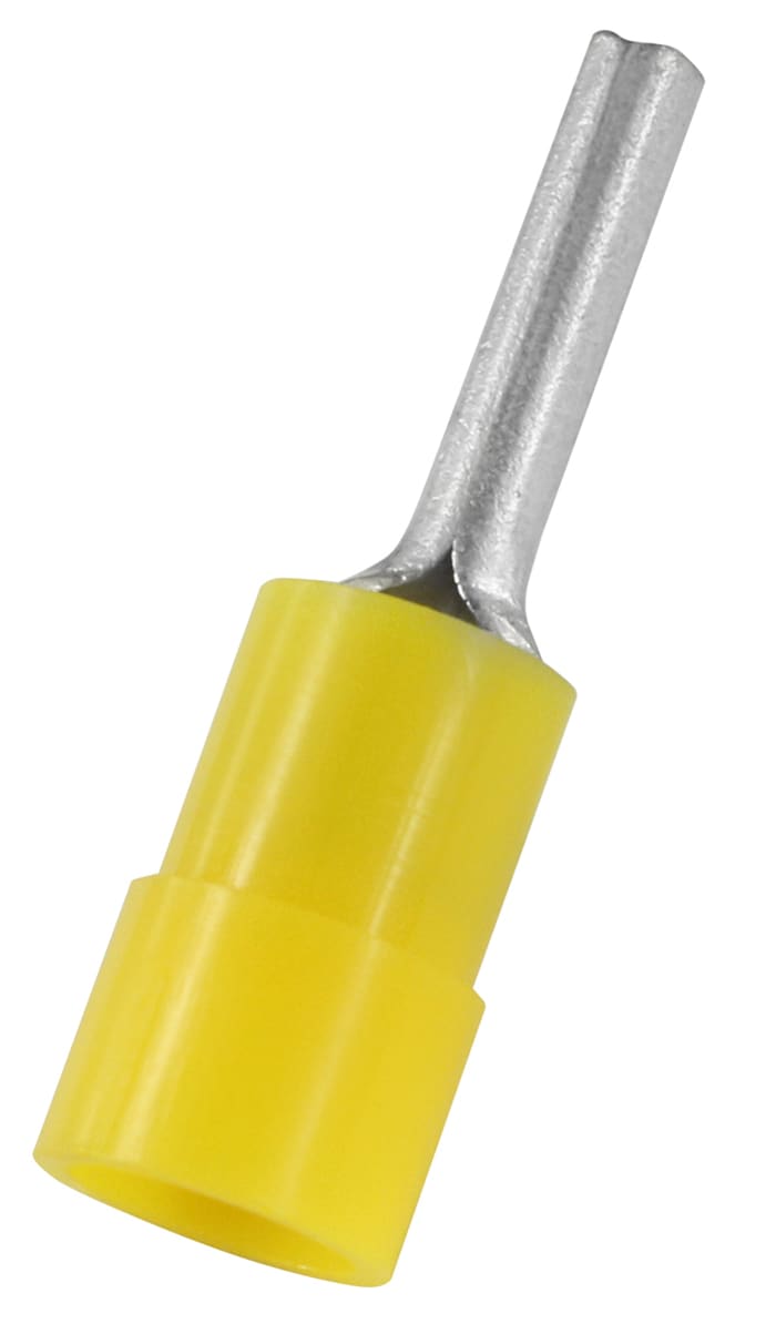 RS PRO Insulated Crimp Pin Connector, 4mm² to 6mm², 12AWG to 10AWG, 2.8mm Pin Diameter, 14mm Pin Length, Yellow