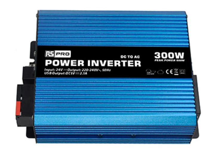 RS PRO Pure Sine Wave 300W Power Inverter, 24V Input, 230V Output
