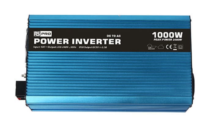 RS PRO Pure Sine Wave 1000W Power Inverter, 12V Input, 230V Output