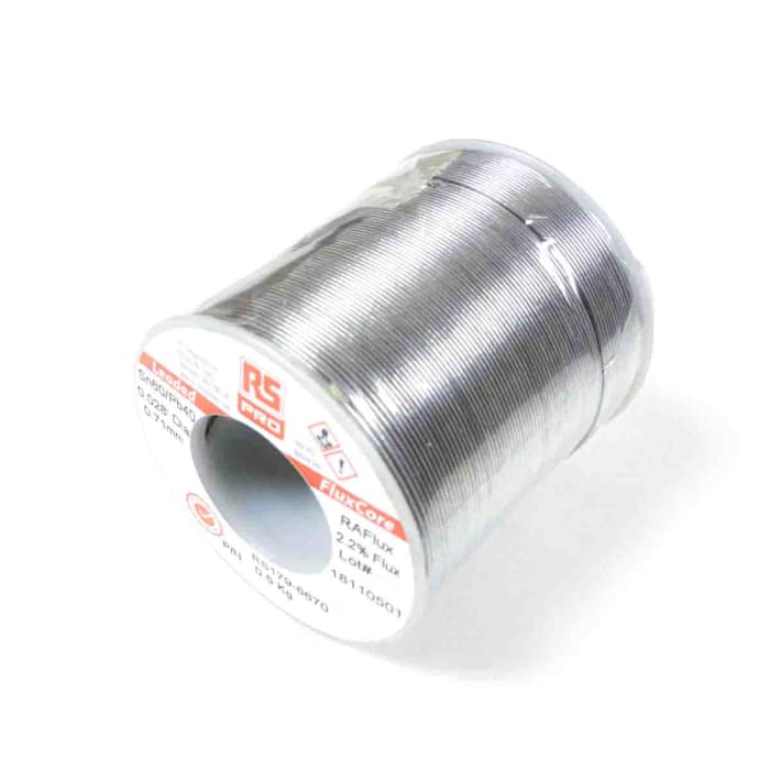 Hilo de soldar RS PRO de 1.2mm, fusión a: 183°C, composición: Sn 60%, Pb 40%, peso 500g