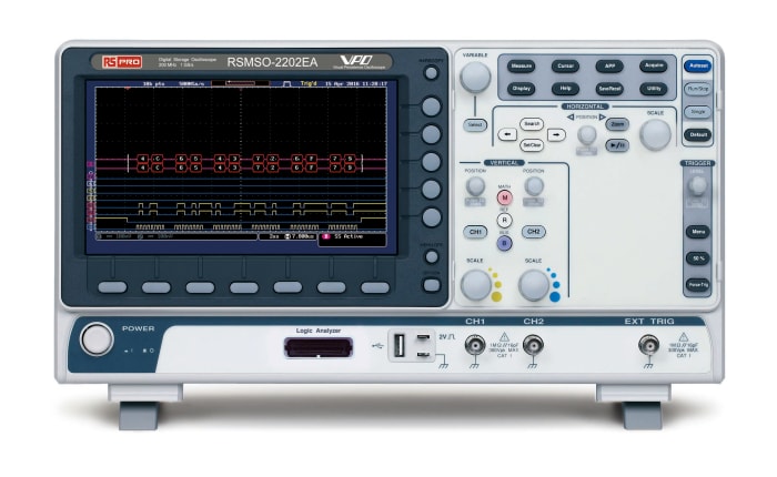RS PRO RSMSO-2202EA, 200MHz Bench Oscilloscope, 2 Analogue Channels, 16 Digital Channels